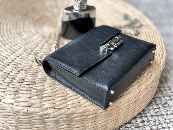 Hermes Verrou 17 Osrrich Noir PHW